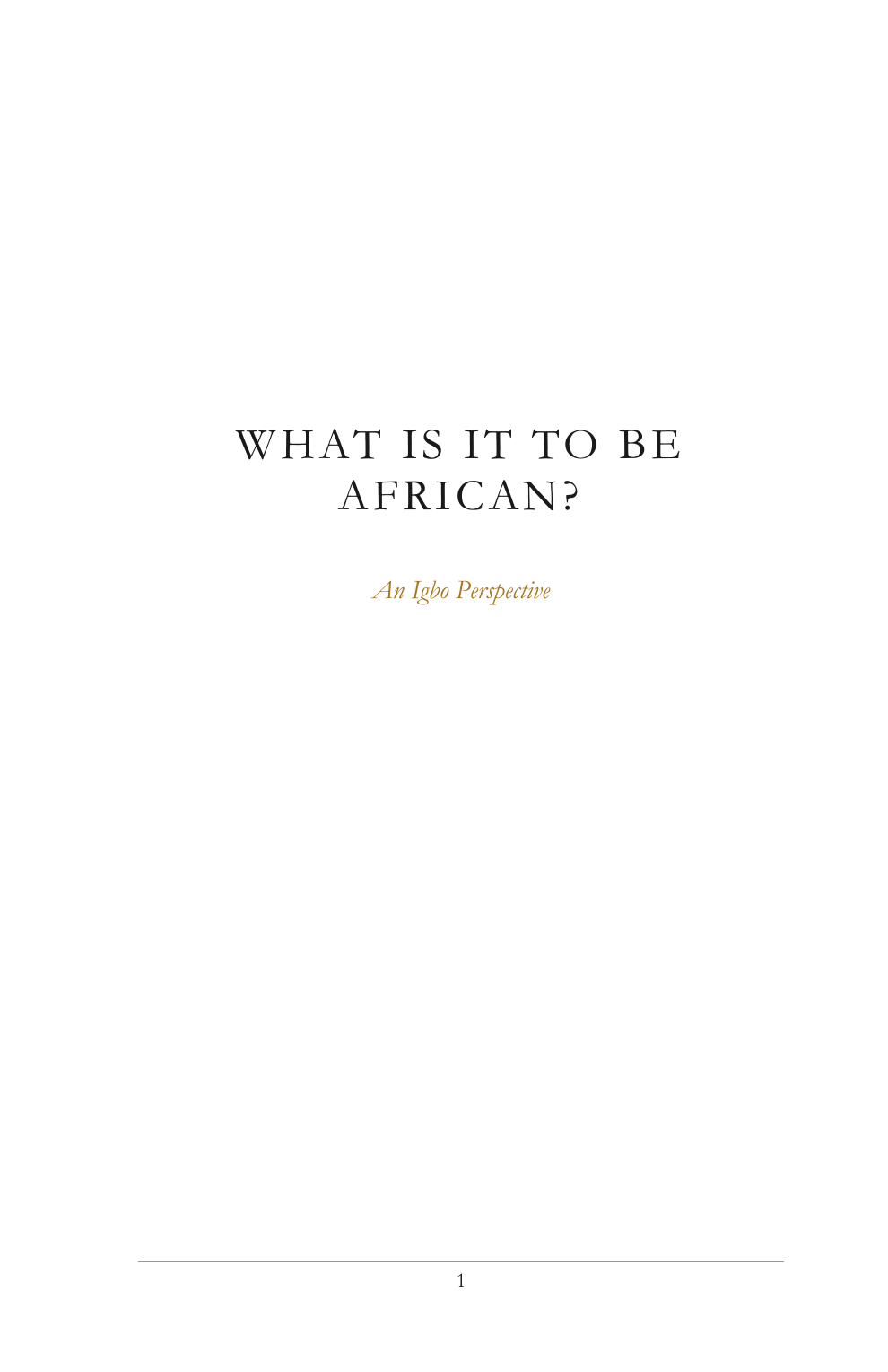 What Is It to Be African? paper preview